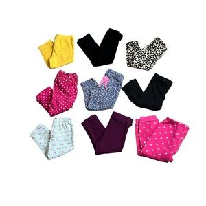 18 month girl pants bundle jeans leggings animal print yellow pink winter fall